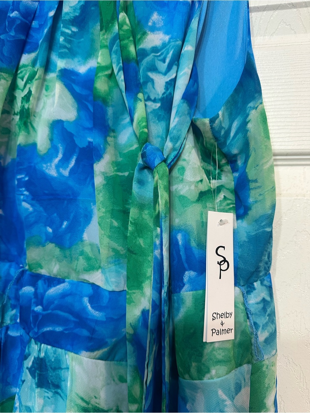 NWT Shelby & Palmer Blue Green Floral-Print Sleeveless Maxi Dress - Picture 6 of 10